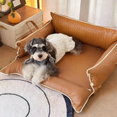 Faux Leather Waterproof Latex Protective Spine Dog Sofa Bed Tektoty